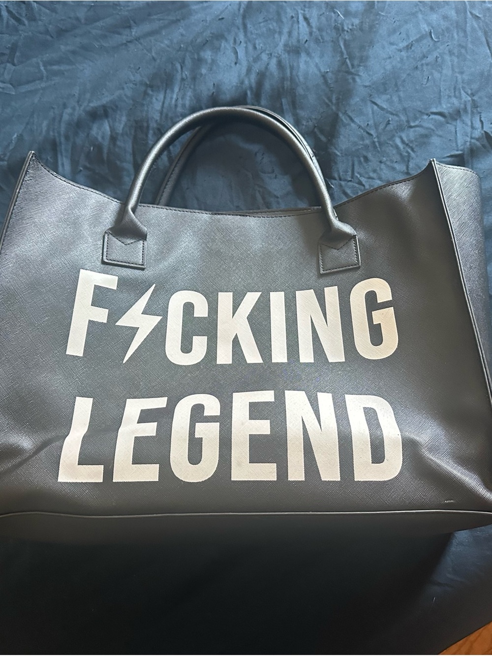 LA/TC F*cking Legend Black Vegan Leather Tote Bag
